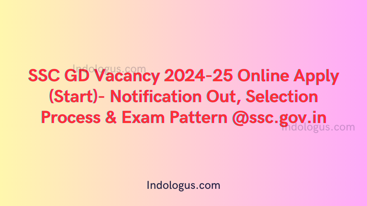 SSC GD Vacancy 2024-25 Online Apply (Start)- Notification Out, Selection Process & Exam Pattern @ssc.gov.in